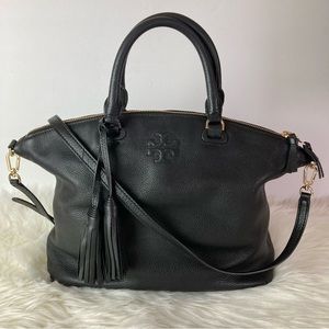 Tory Burch Thea Satchel Shoulder Strap Leather Bag Black